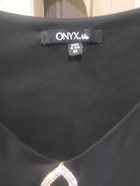 Onyx Nite Black Dress with Teardrop Rhinestone Accent